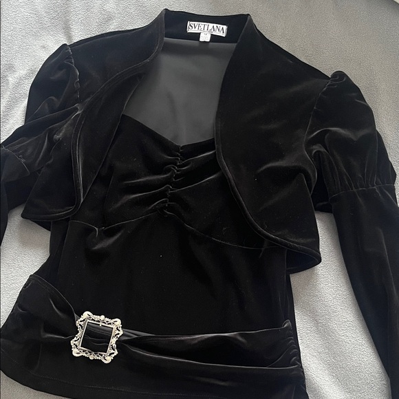 Vintage Tops - Vintage party top in velvet with buckle